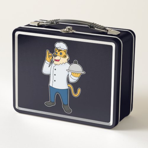 Tiger Cook Chef hat Platter Metal Lunch Box