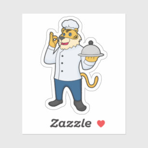 Tiger Cook Chef hat Platter Sticker