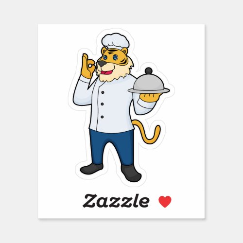 Tiger Cook Chef hat Platter Sticker