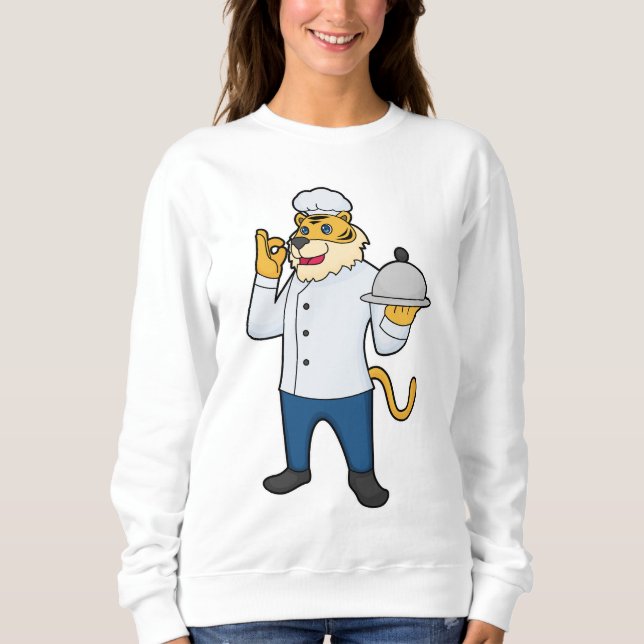 Tiger Cook Chef hat Platter Sweatshirt (Front)
