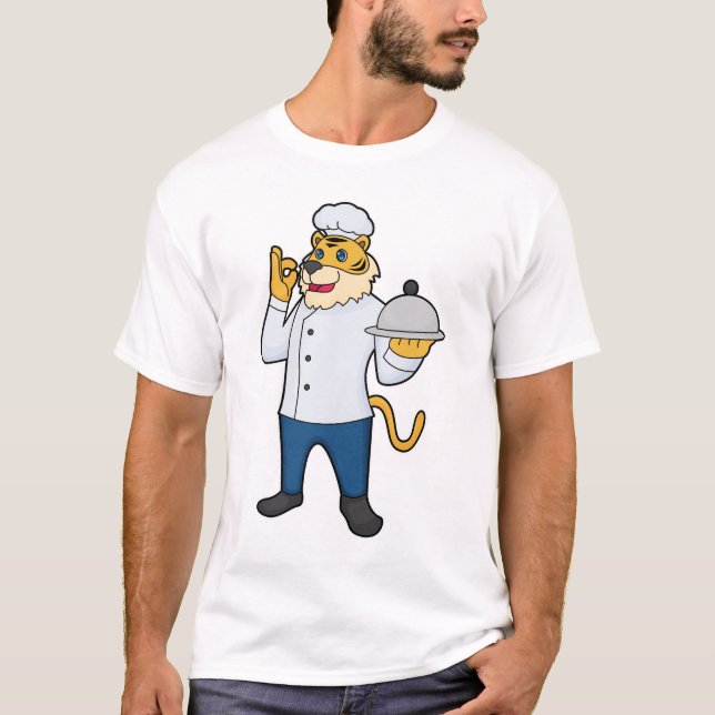 Tiger Cook Chef hat Platter T-Shirt (Front)