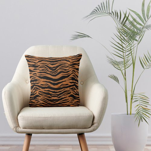 Tiger Copper Animal Print Throw Pillow