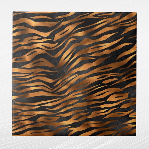 Tiger Copper Black Animal Print Ceramic Tile