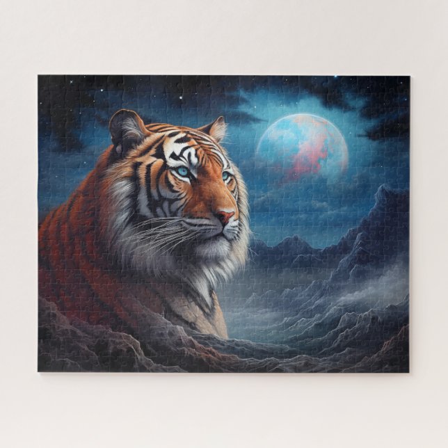 Tiger Cosmic Space Surreal Fantasy Art Jigsaw Puzzle (Horizontal)