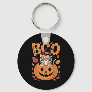 Tiger Costume On Pumpkin Halloween Tiger Keychain