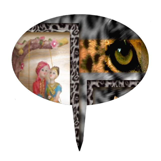 Tiger & Couple Art Print Cake Topper (Front)