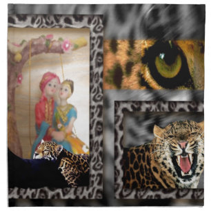 Tiger & Couple Art Print Cloth Napkin