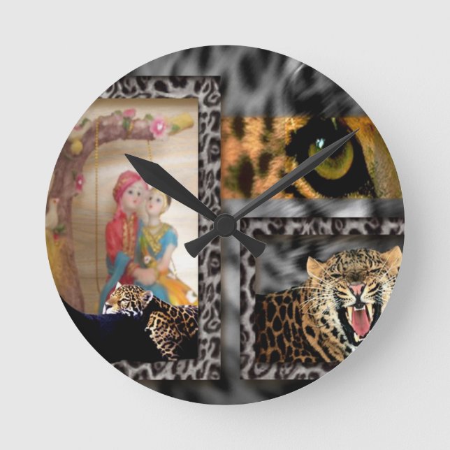 Tiger & Couple Art Print Round Clock (Front)