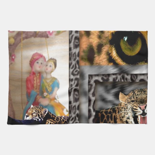 Tiger & Couple Art Print Towel (Horizontal)