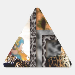 Tiger & Couple Art Print Triangle Sticker