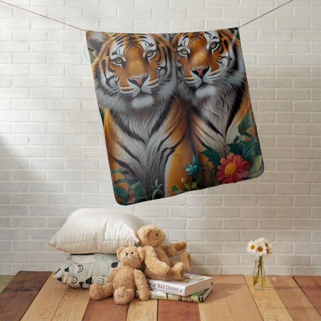 Tiger Couple Lovers Baby Blanket (In Situ)