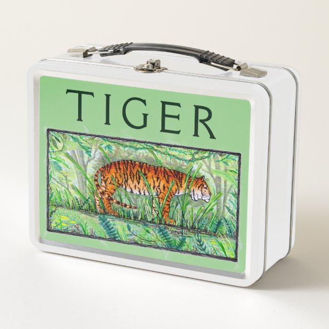 Tiger Crouching in Jungle Metal Lunch Box (Front)