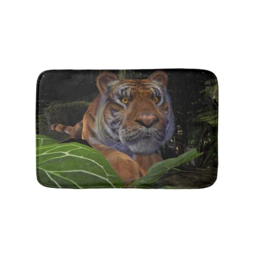 Tiger Crouching in the Jungle Bathroom Mat