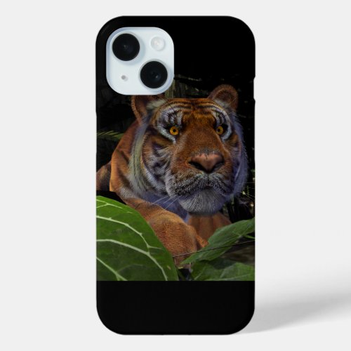 Tiger Crouching in the Jungle iPhone 15 Case