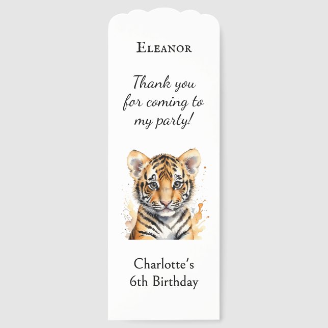 Tiger Cub Baby Animal Party Favor Personalized Bookmarks (Front)