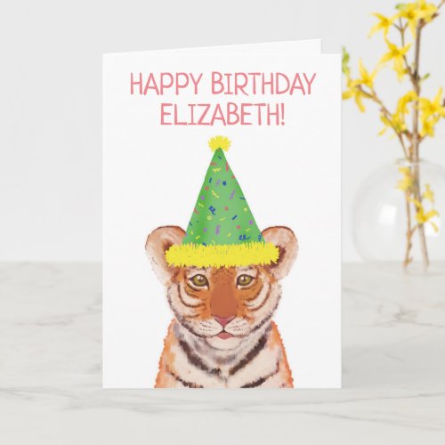 Tiger Cub Illustration Birthday  Card