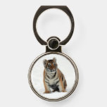 Tiger Cub in the Snow Photo Phone Ring Stand