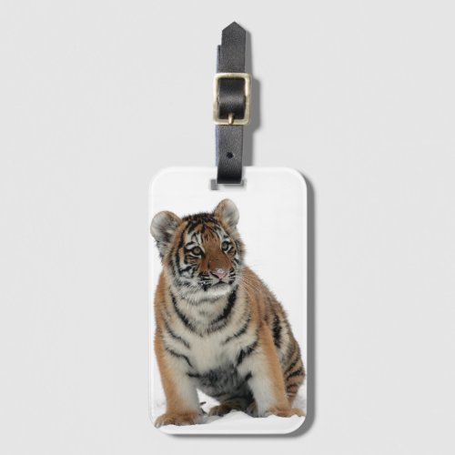 Tiger Cub in the Snow Photograph Luggage Tag