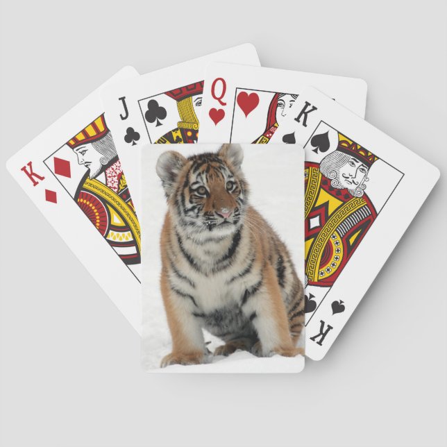 Tiger Cub in the Snow Photograph Poker Cards (Back)