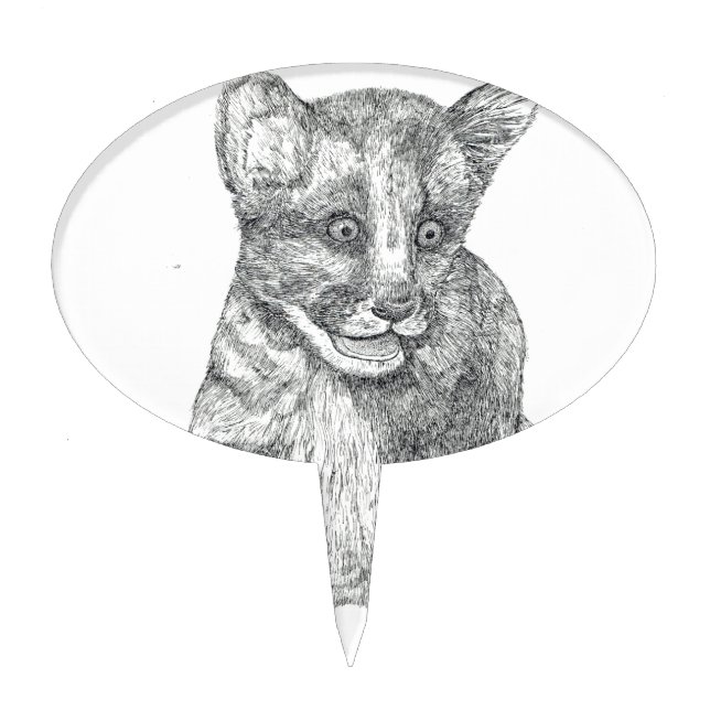 Tiger Cub pen and ink Cake Topper (Front)