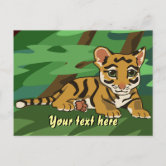 Adorable Baby Tiger Cub on White Postcard | Zazzle