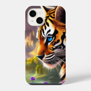 Tiger Cub,  Purple Flowers    iPhone 14 Case