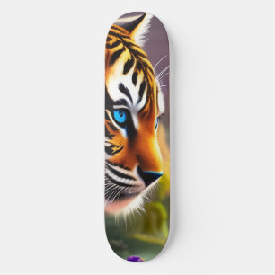 Tiger Cub, Purple Flowers Skateboard