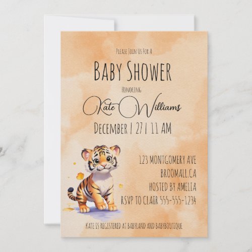 Tiger cub themed baby shower Invitation