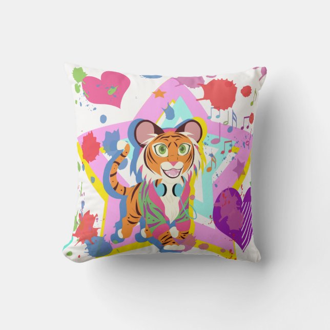 Tiger Cub Throw Pillow (Front)