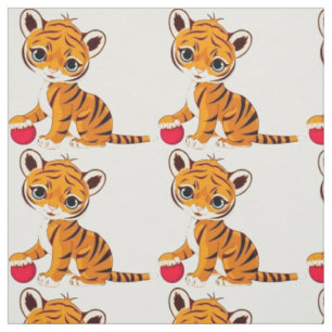Tiger Cub With Ball Fabric