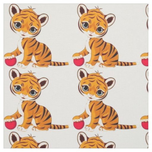Tiger Cub With Ball Fabric