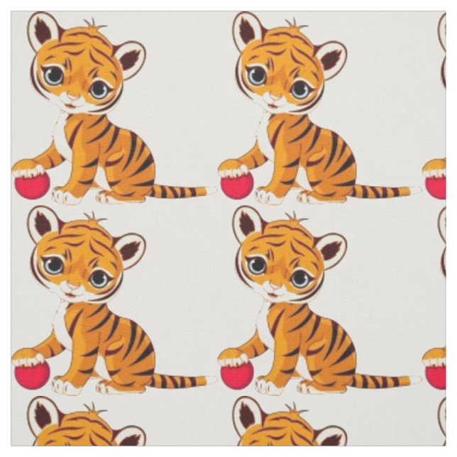 Tiger Cub With Ball Fabric (Swatch)