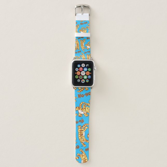 Tiger Cubs Cartoon: Funny Seamless. Apple Watch Band (Front)