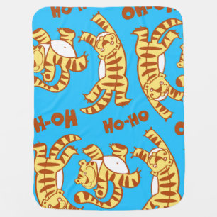 Tiger Cubs Cartoon: Funny Seamless. Baby Blanket