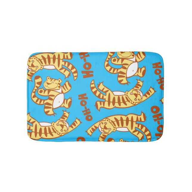 Tiger Cubs Cartoon: Funny Seamless. Bath Mat (Front)