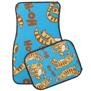 Tiger Cubs Cartoon: Funny Seamless. Car Floor Mat