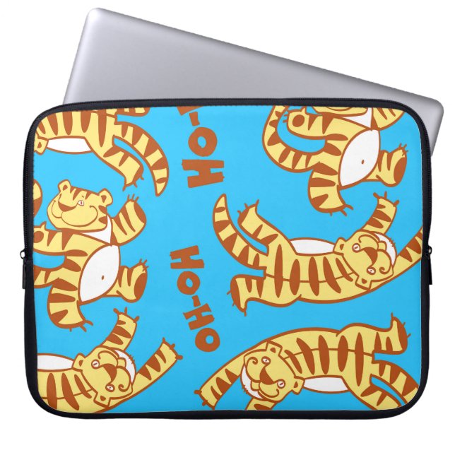 Tiger Cubs Cartoon: Funny Seamless. Laptop Sleeve (Front)