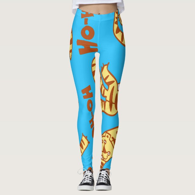 Tiger Cubs Cartoon: Funny Seamless. Leggings (Front)