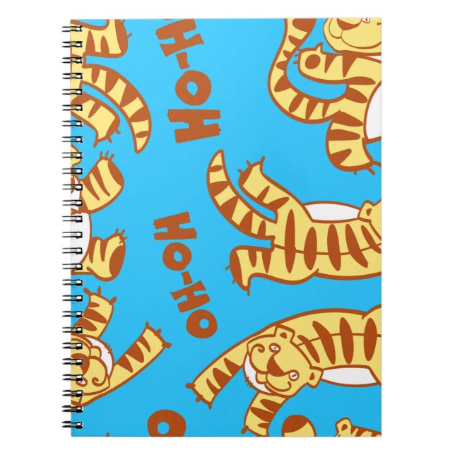 Tiger Cubs Cartoon: Funny Seamless. Notebook (Front)