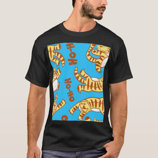 Tiger Cubs Cartoon: Funny Seamless. T-Shirt (Front)