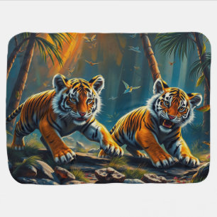 Tiger Cubs in Magical Jungle Baby Blanket