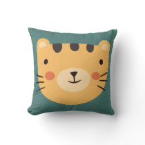 Tiger Cute Green nursery Baby Room Throw Pillow