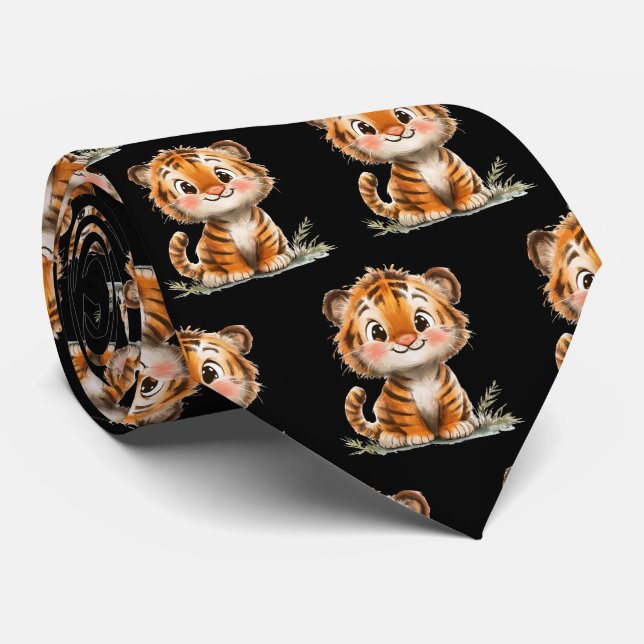 Tiger Cute Kawaii Neck Tie (Rolled)