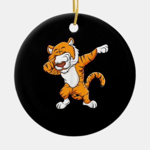 Tiger  Dabbing Tiger Squad Football Mascot Funny Ceramic Ornament