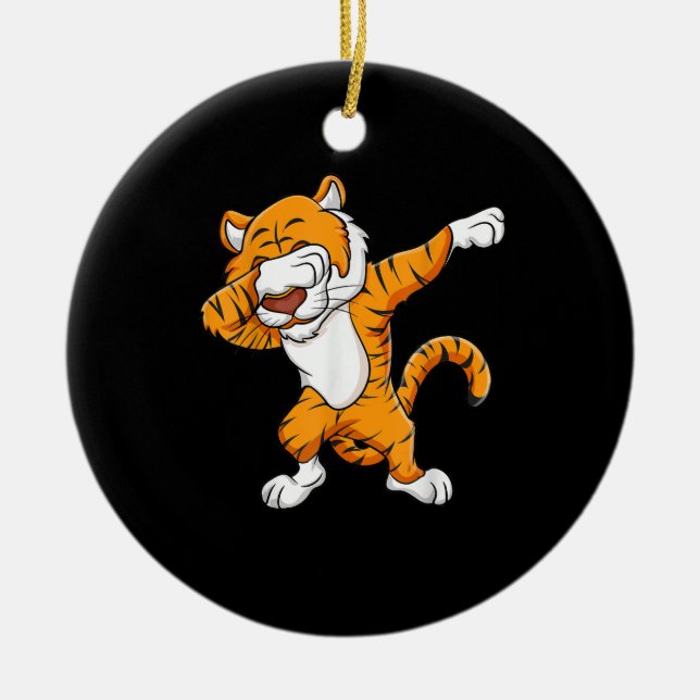 Tiger | Dabbing Tiger Squad Football Mascot Funny Ceramic Ornament (Front)