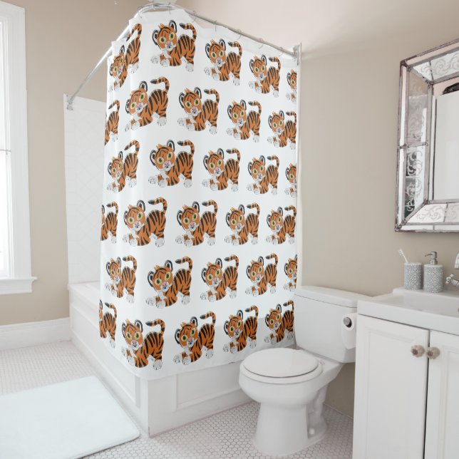 Tiger Design Shower Curtain (In Situ)