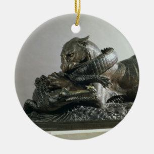Tiger devouring an alligator, 1832 (bronze) ceramic ornament
