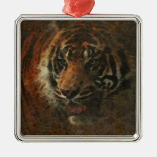 Tiger Digital Art Metal Ornament