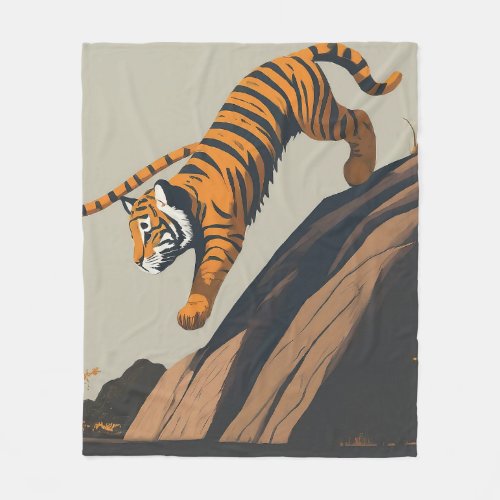 Tiger Dive Fleece Blanket