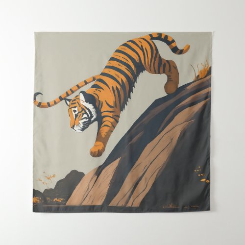 Tiger Dive Tapestry